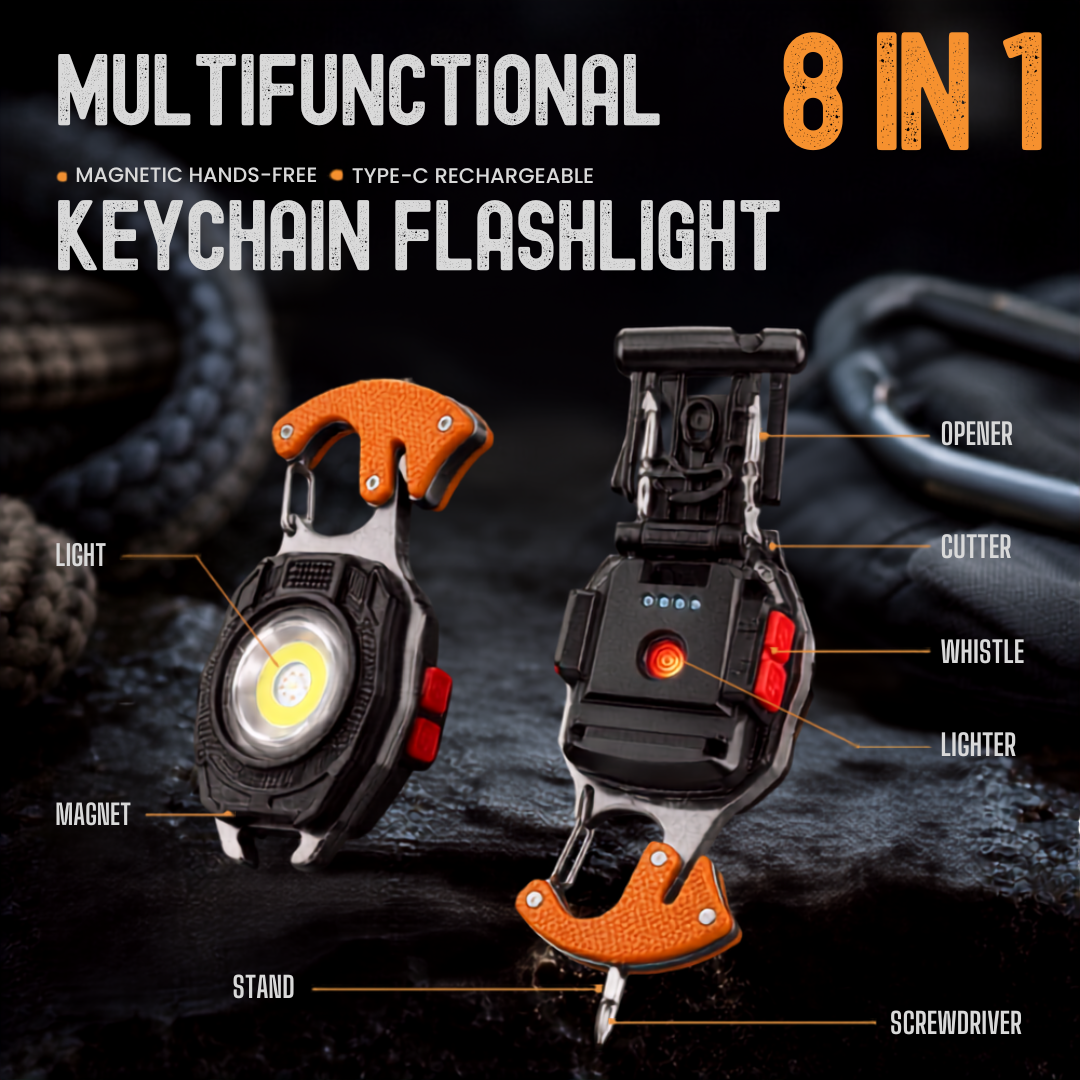 💡8-in-1 Multifunctional Keychain Flashlight🔦🌈