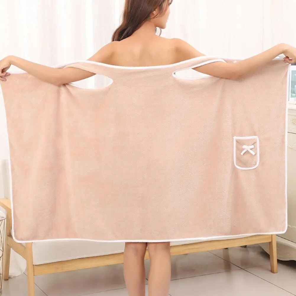 Soft & Absorbent Bowknot Coral Velvet Bath Towel Skirt - Quick Drying