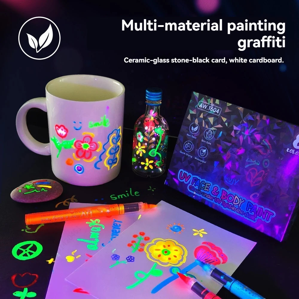 🥳2026 HOT SALE💞50K+ SOLD!🎁UV Glow Face and Body Paint Markers Set