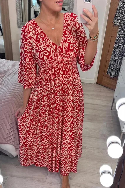 👗 Bohemian Casual Print Long Dress