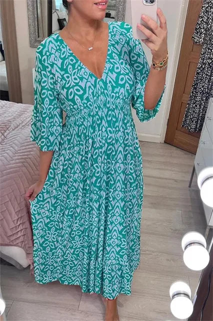 👗 Bohemian Casual Print Long Dress
