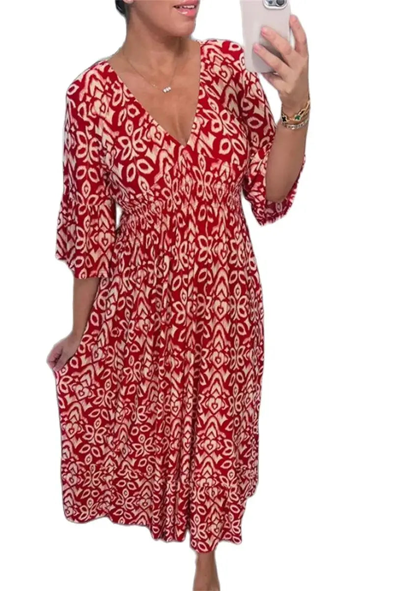 👗 Bohemian Casual Print Long Dress
