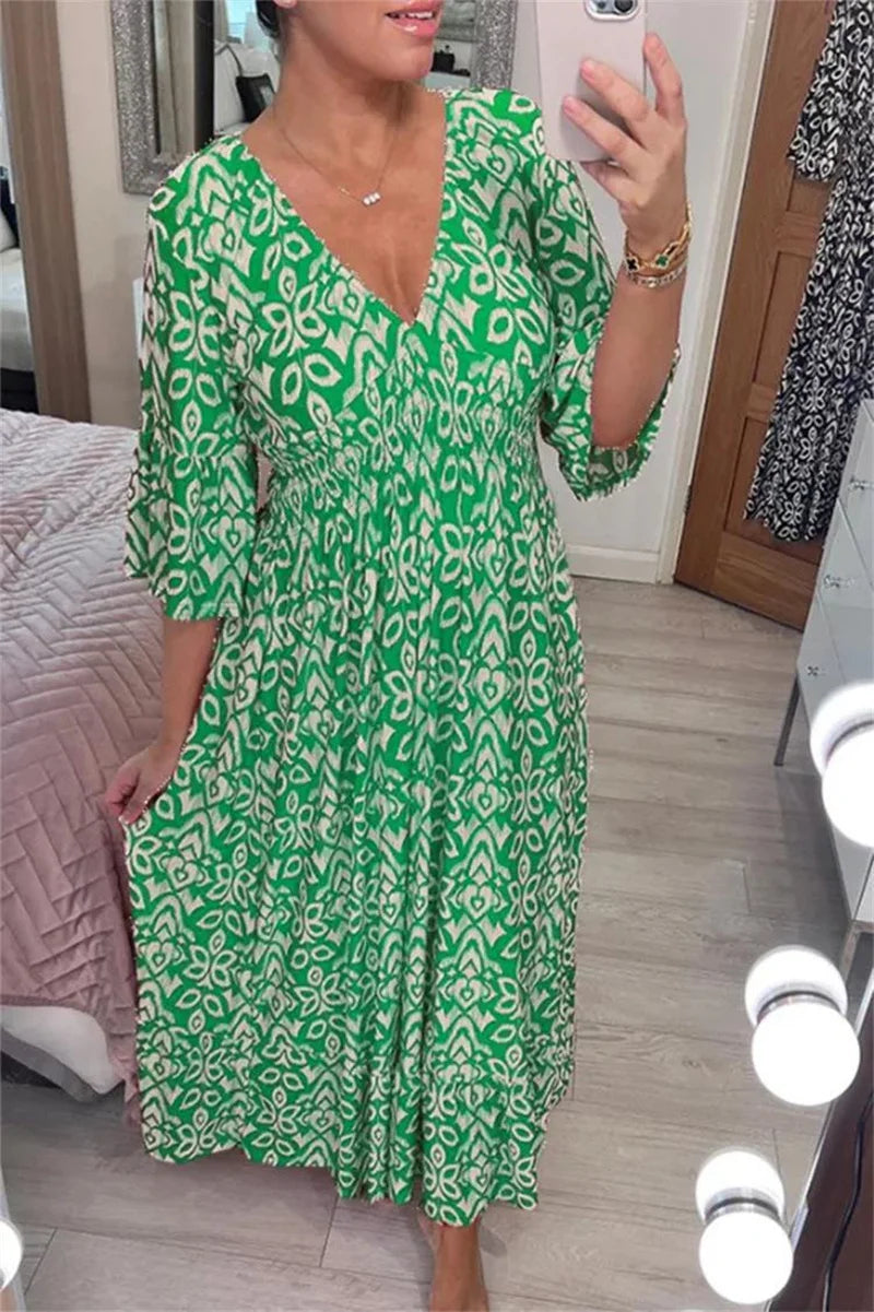 👗 Bohemian Casual Print Long Dress