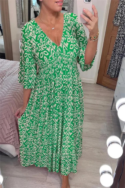 👗 Bohemian Casual Print Long Dress