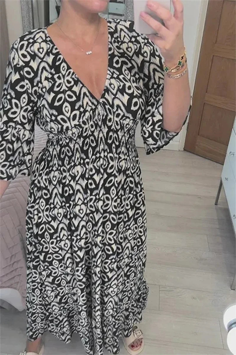 👗 Bohemian Casual Print Long Dress