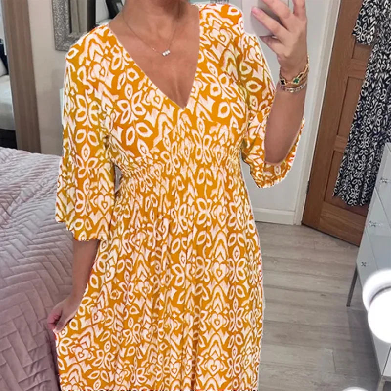 👗 Bohemian Casual Print Long Dress