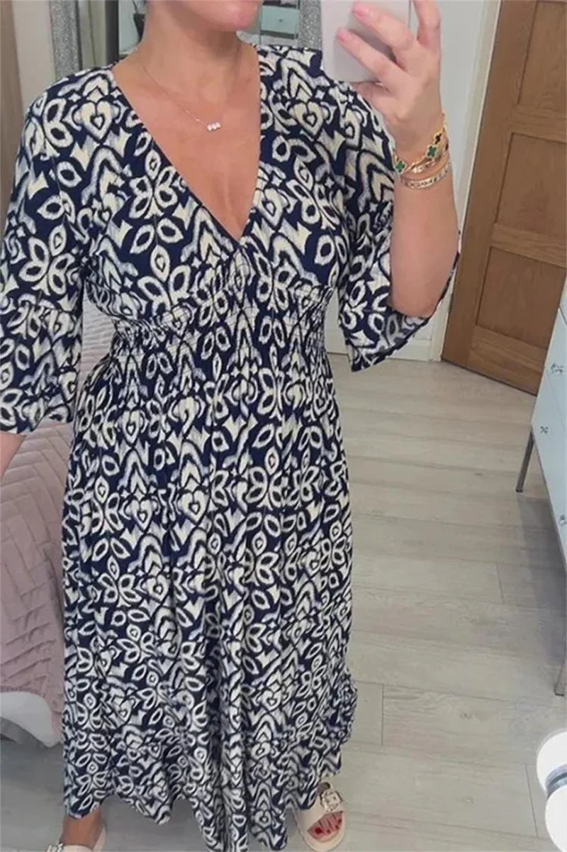 👗 Bohemian Casual Print Long Dress